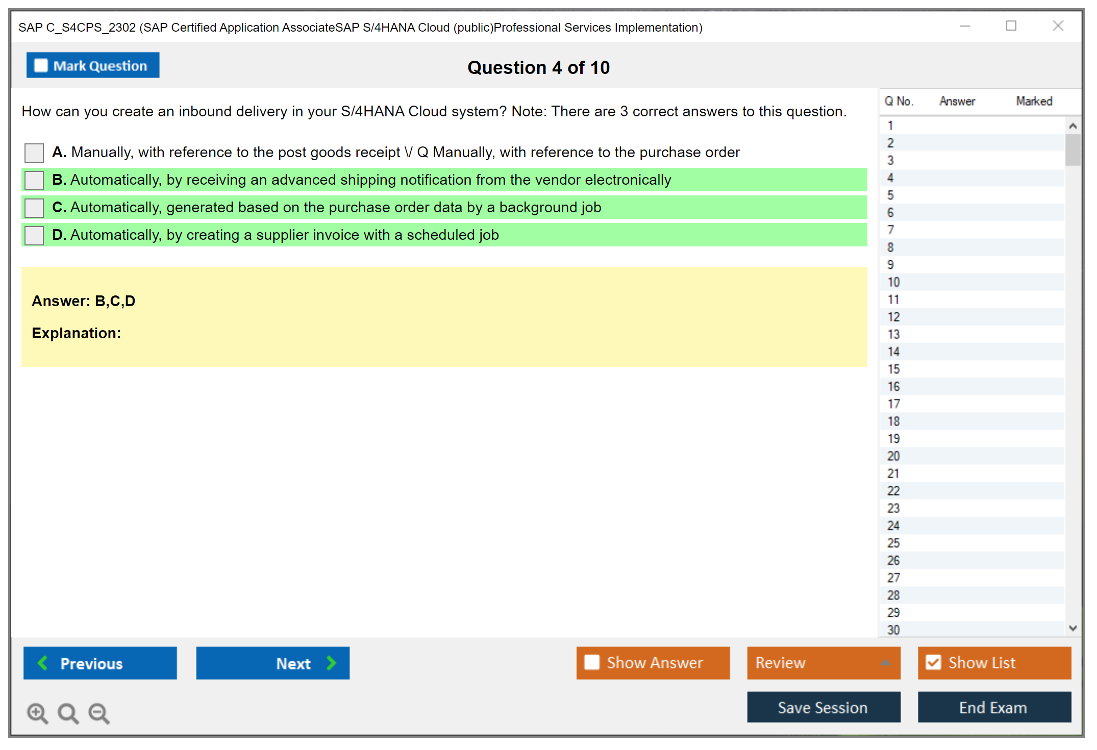 SAP C_S4CPS_2302 SAP Certified Application AssociateSAP S/4HANA Cloud (public)Professional Services Implementation Practice test exam simulator test engine exam Prep practice test questions answers Image 4
