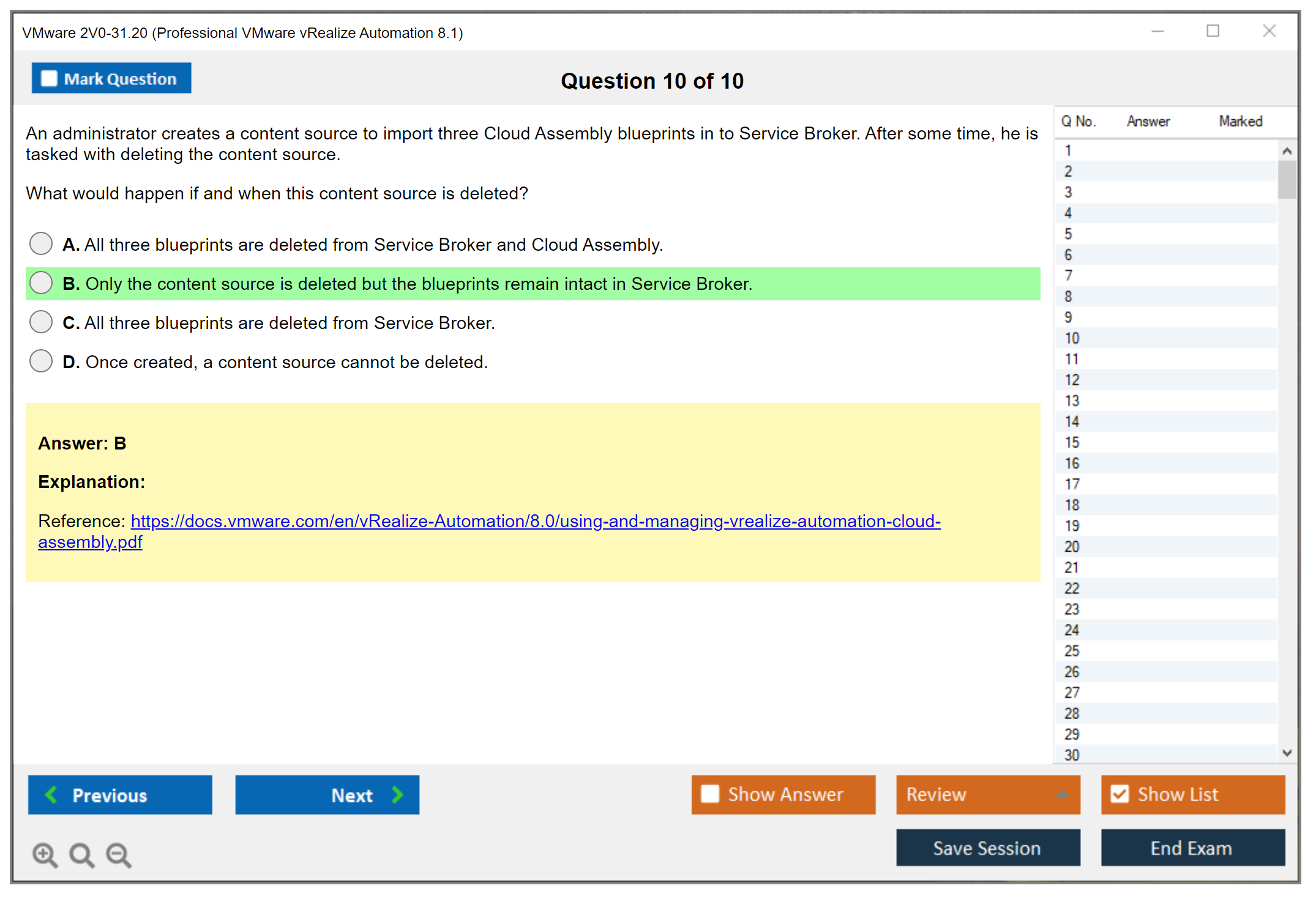 VMware 2V0-31.20 Professional VMware vRealize Automation 8.1 Practice test exam simulator test engine exam dumps questions answers Image 10