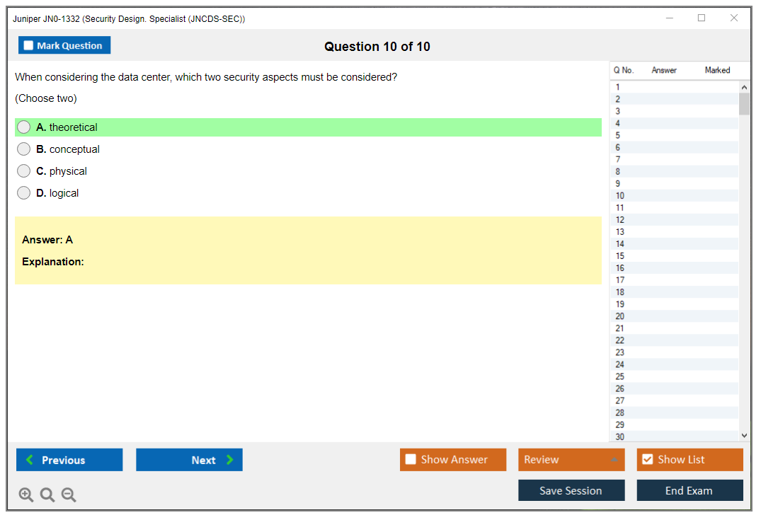 Juniper JN0-1332 Security Design. Specialist (JNCDS-SEC) Practice test exam simulator test engine exam dumps questions answers Image 10