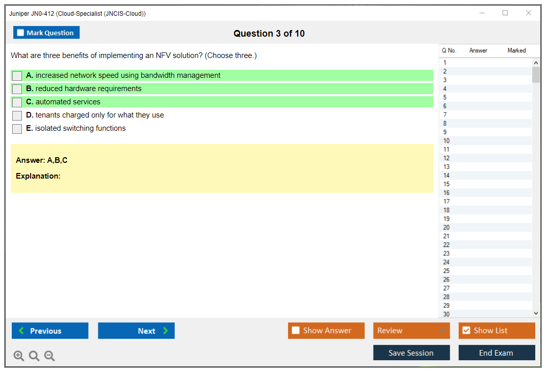 Juniper JN0-412 Cloud, Specialist (JNCIS-Cloud) Practice test exam simulator test engine exam dumps questions answers Image 3
