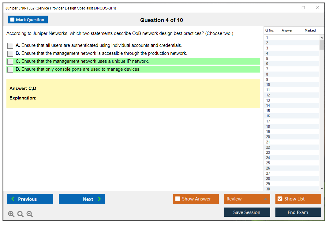 Juniper JN0-1362 Service Provider Design Specialist (JNCDS-SP) Practice test exam simulator test engine exam dumps questions answers Image 4
