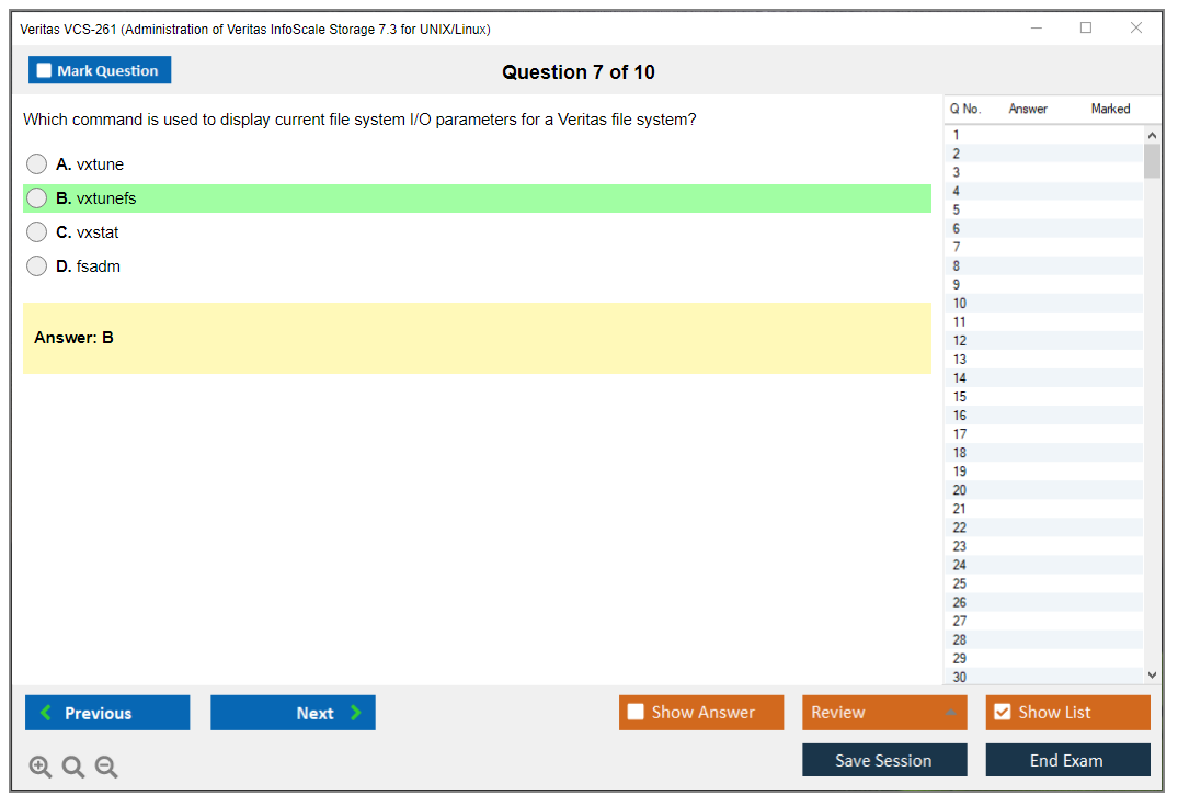Veritas VCS-261 Administration of Veritas InfoScale Storage 7.3 for UNIX/Linux Practice test exam simulator test engine exam dumps questions answers Image 7