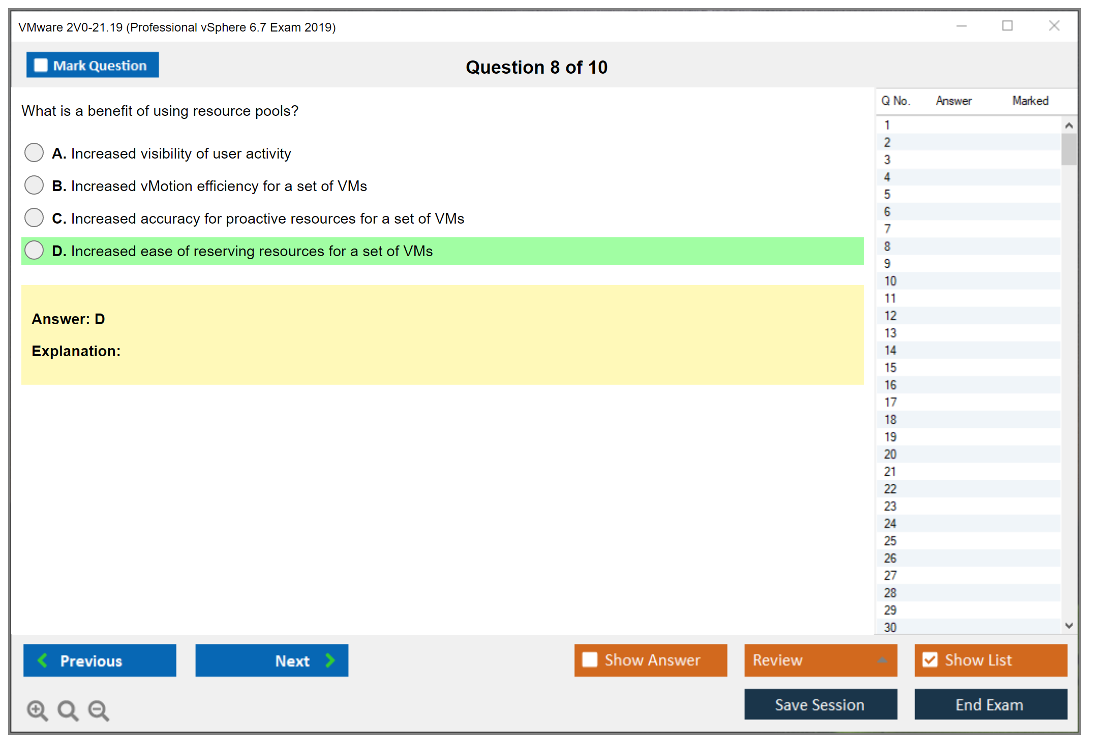 VMware 2V0-21.19 Professional vSphere 6.7 Exam 2019 Practice test exam simulator test engine exam dumps questions answers Image 8