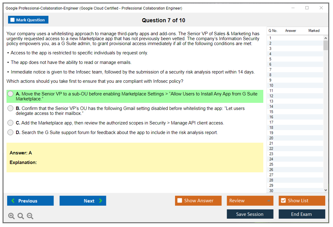 Google Professional-Collaboration-Engineer Google Cloud Certified - Professional Collaboration Engineer Practice test exam simulator test engine exam dumps questions answers Image 7