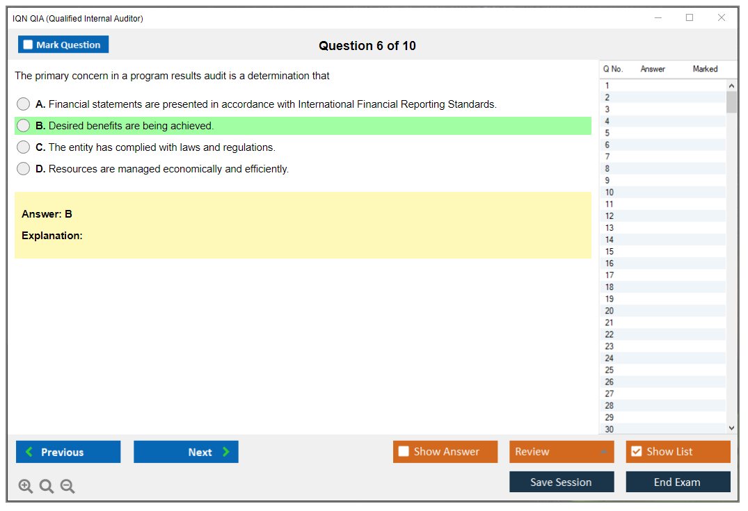 IQN QIA Qualified Internal Auditor Practice test exam simulator test engine exam Prep practice test questions answers Image 6