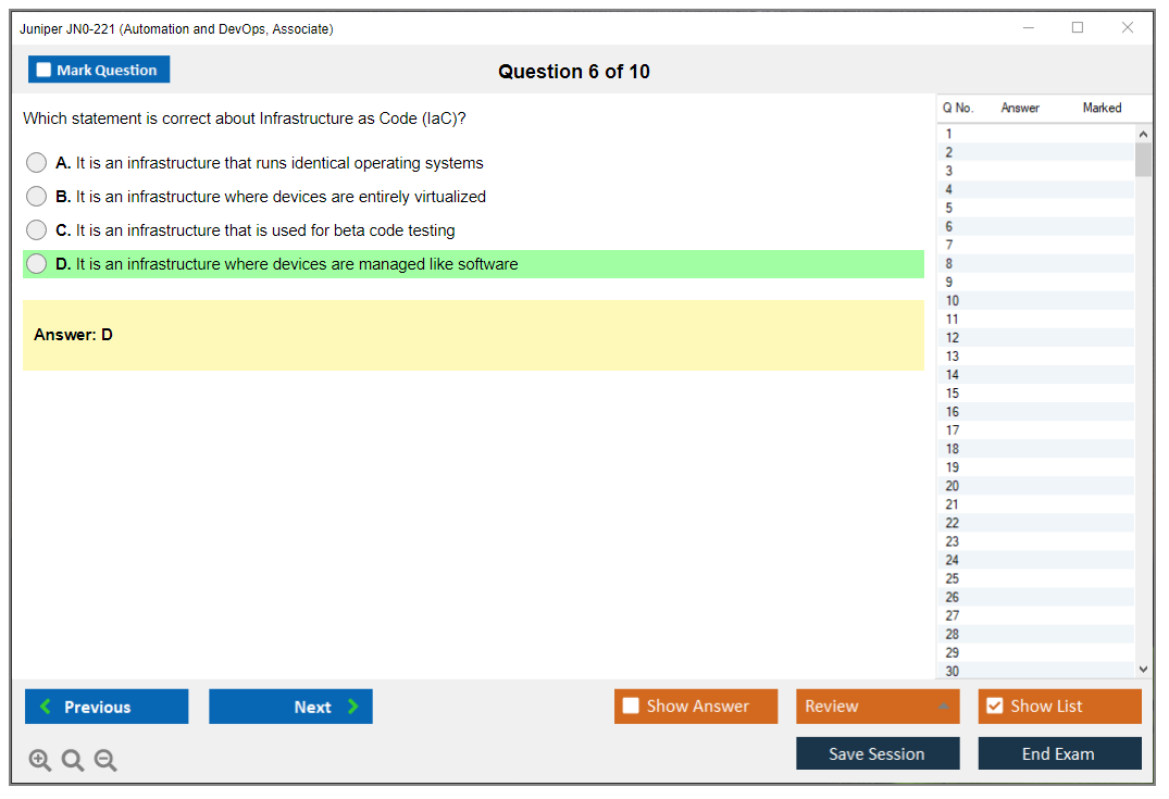 Juniper JN0-221 Automation and DevOps, Associate Practice test exam simulator test engine exam dumps questions answers Image 6