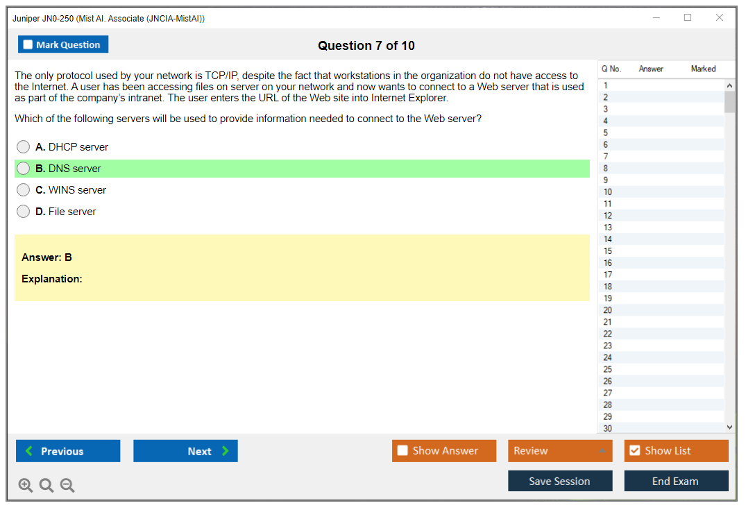 Juniper JN0-250 Mist AI. Associate (JNCIA-MistAI) Practice test exam simulator test engine exam dumps questions answers Image 7