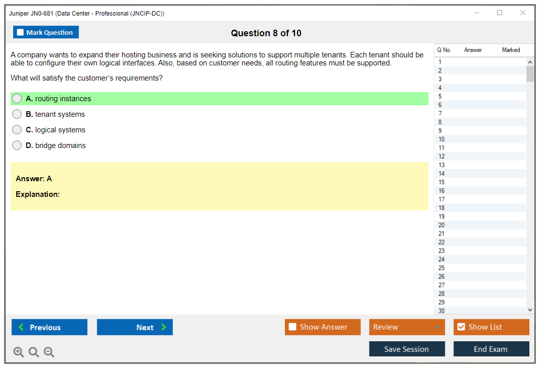 Juniper JN0-681 Data Center - Professional (JNCIP-DC) Practice test exam simulator test engine exam dumps questions answers Image 8