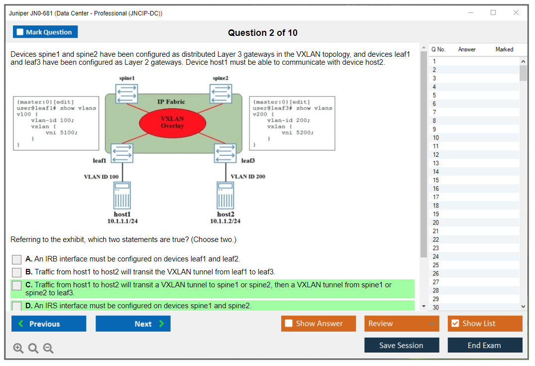 Juniper JN0-681 Data Center - Professional (JNCIP-DC) Practice test exam simulator test engine exam dumps questions answers Image 2