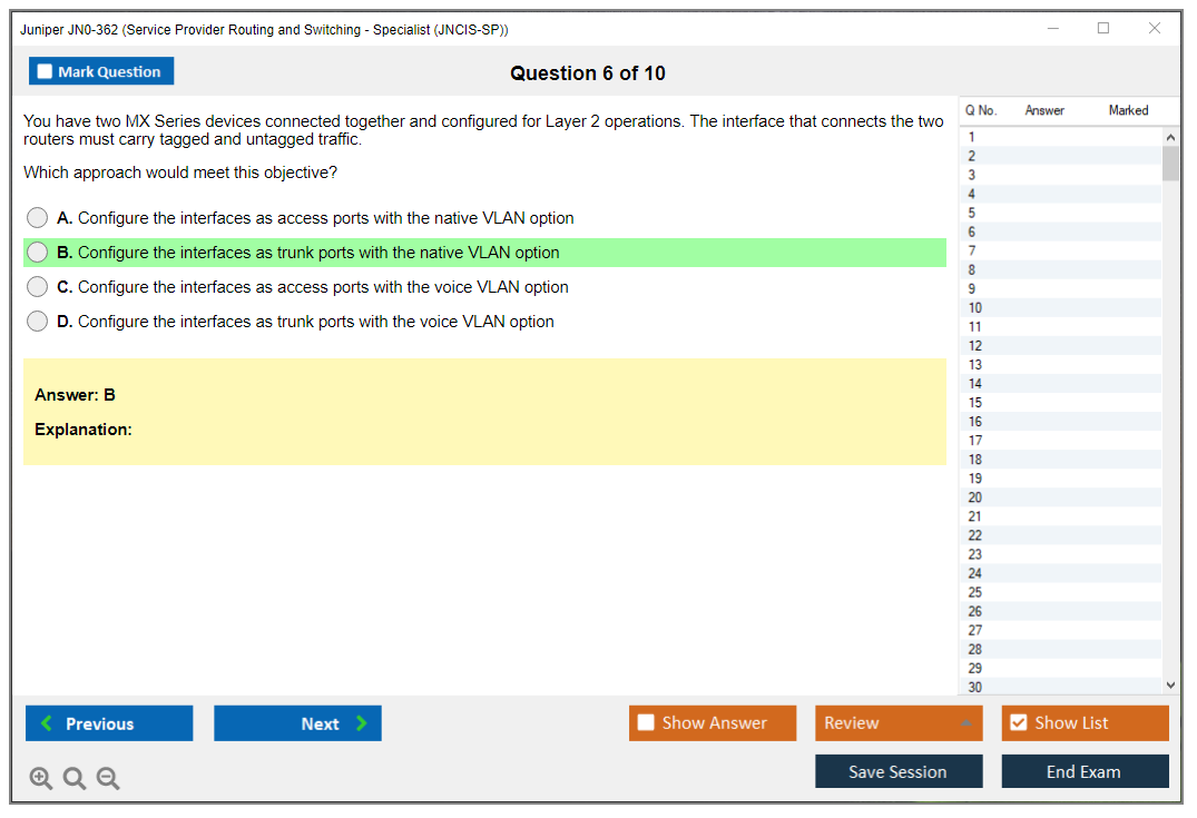 Juniper JN0-362 Service Provider Routing and Switching - Specialist (JNCIS-SP) Practice test exam simulator test engine exam dumps questions answers Image 6