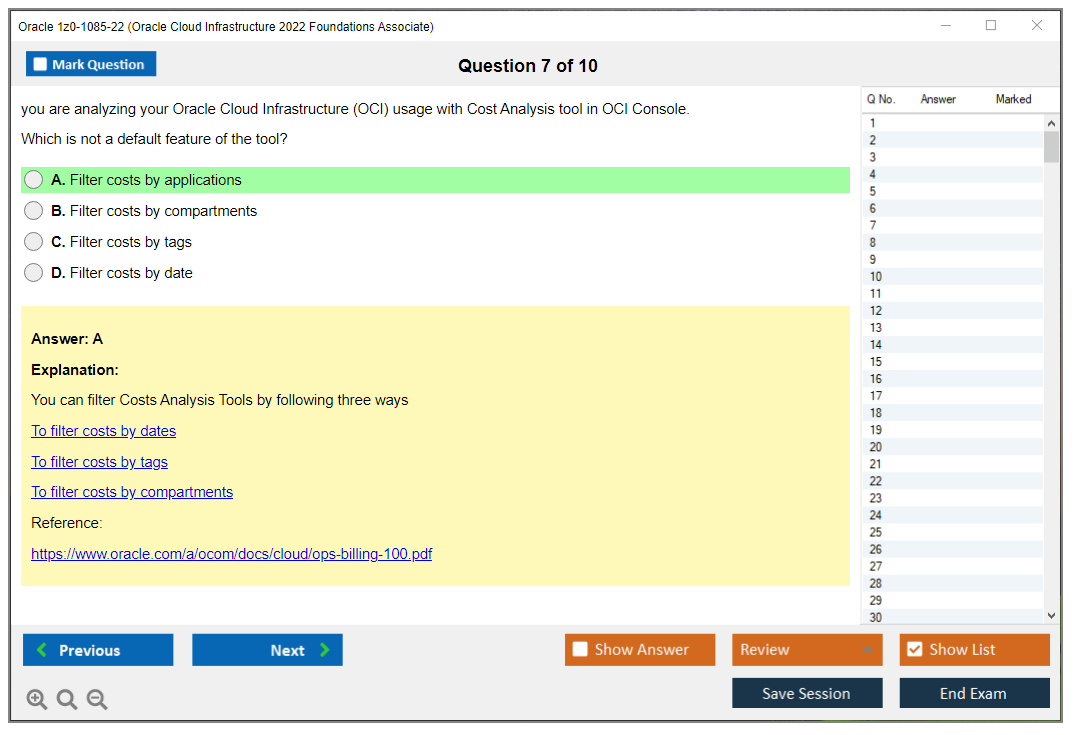 Oracle 1z0-1085-22 Oracle Cloud Infrastructure 2022 Foundations Associate Practice test exam simulator test engine exam dumps questions answers Image 7