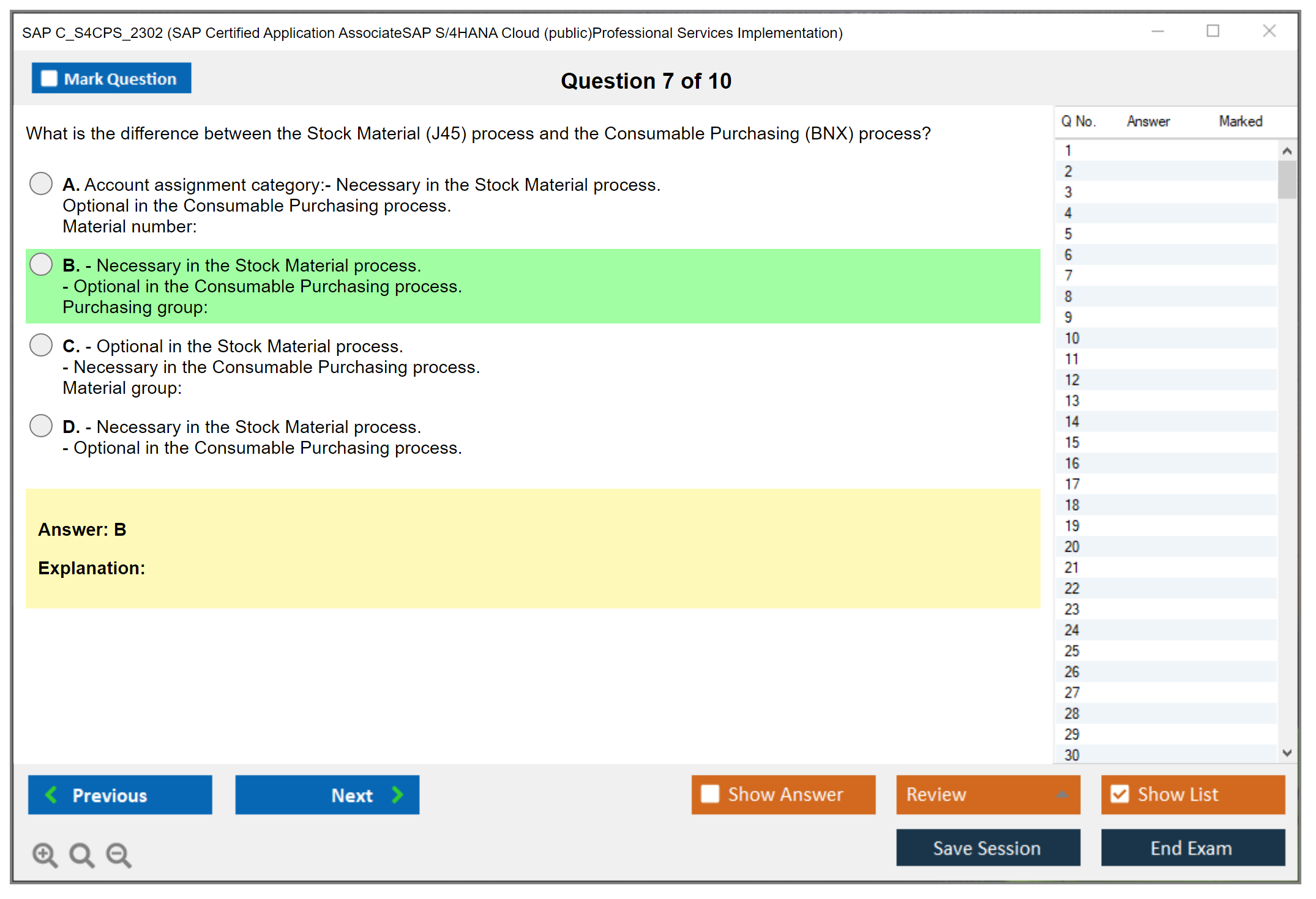 SAP C_S4CPS_2302 SAP Certified Application AssociateSAP S/4HANA Cloud (public)Professional Services Implementation Practice test exam simulator test engine exam Prep practice test questions answers Image 7