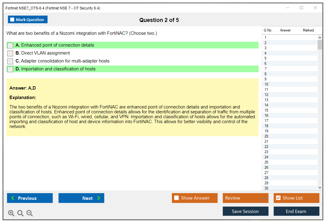 Fortinet NSE7_OTS-6.4 Fortinet NSE 7 - OT Security 6.4 Practice test exam simulator test engine exam dumps questions answers Image 2