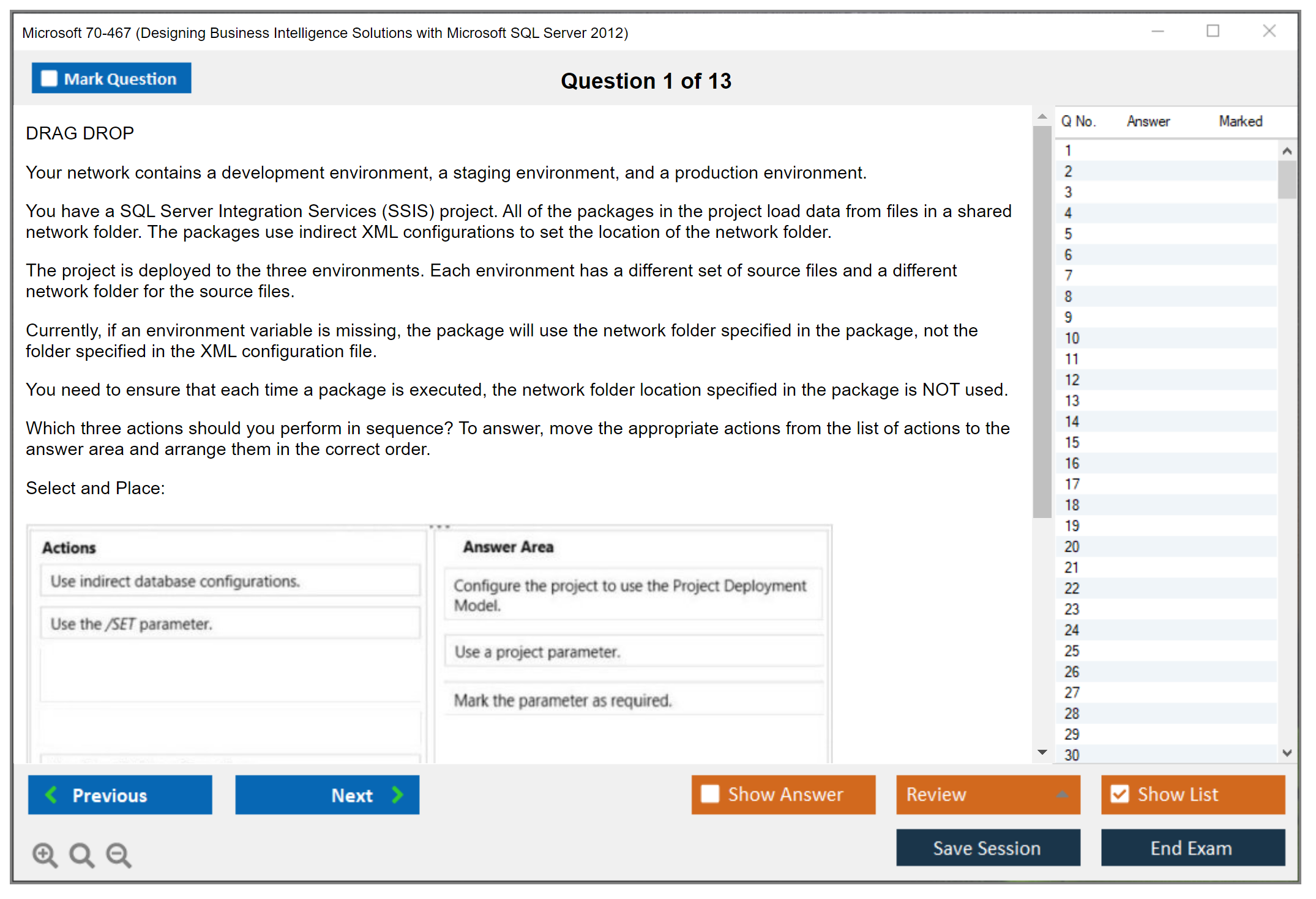 Microsoft 70-467 Designing Business Intelligence Solutions with Microsoft SQL Server 2012 Practice test exam simulator test engine exam Prep practice test questions answers Image 1