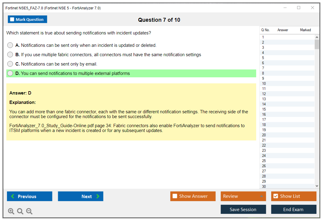 Fortinet NSE5_FAZ-7.0 Fortinet NSE 5 - FortiAnalyzer 7.0 Practice test exam simulator test engine exam dumps questions answers Image 7