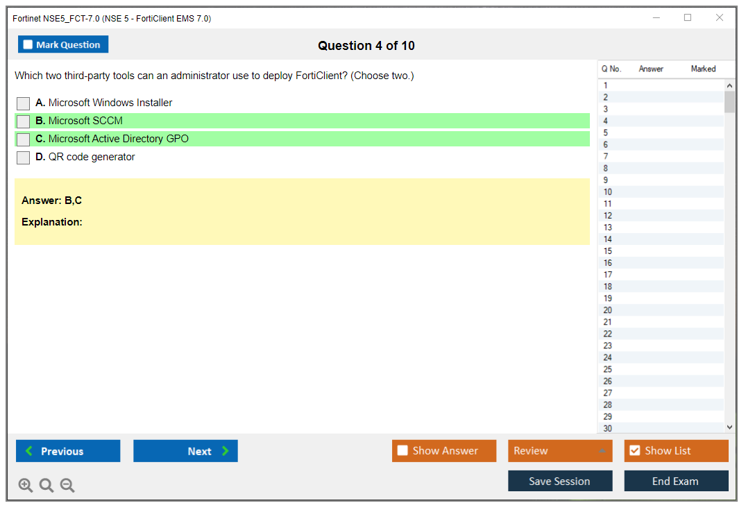 Fortinet NSE5_FCT-7.0 NSE5_FCT-7.0 NSE 5 - FortiClient EMS 7.0 Practice test exam simulator test engine exam dumps questions answers Image 4