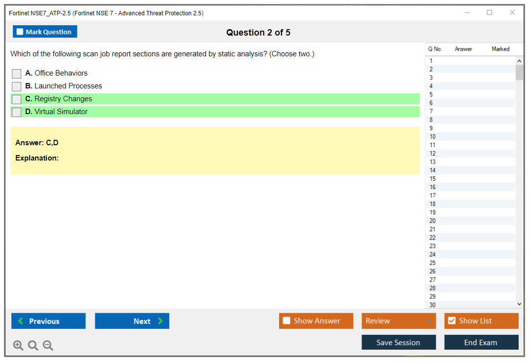 Fortinet NSE7_ATP-2.5 Fortinet NSE 7 - Advanced Threat Protection 2.5 Practice test exam simulator test engine exam dumps questions answers Image 2