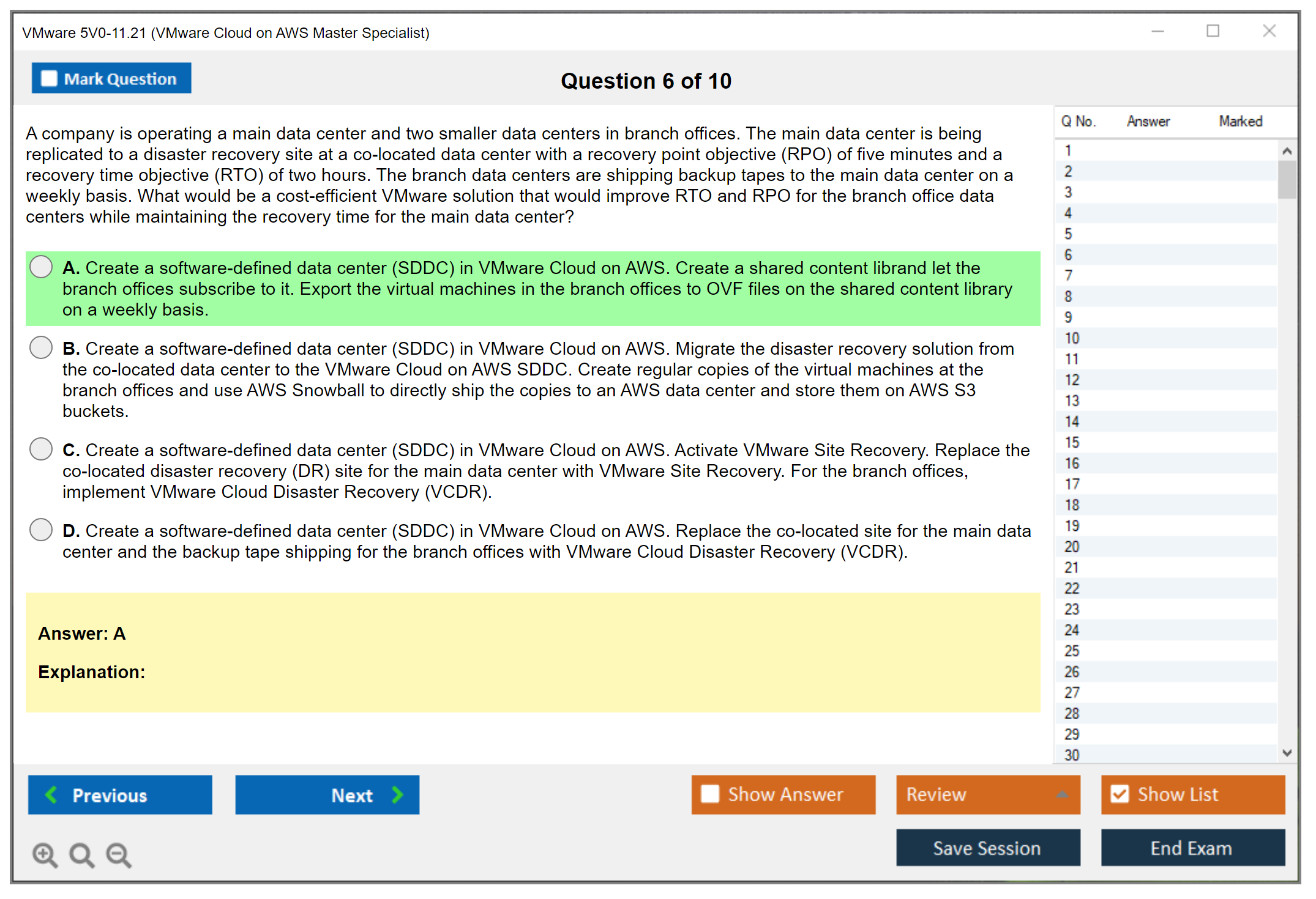 VMware 5V0-11.21 VMware Cloud on AWS Master Specialist Practice test exam simulator test engine exam dumps questions answers Image 6