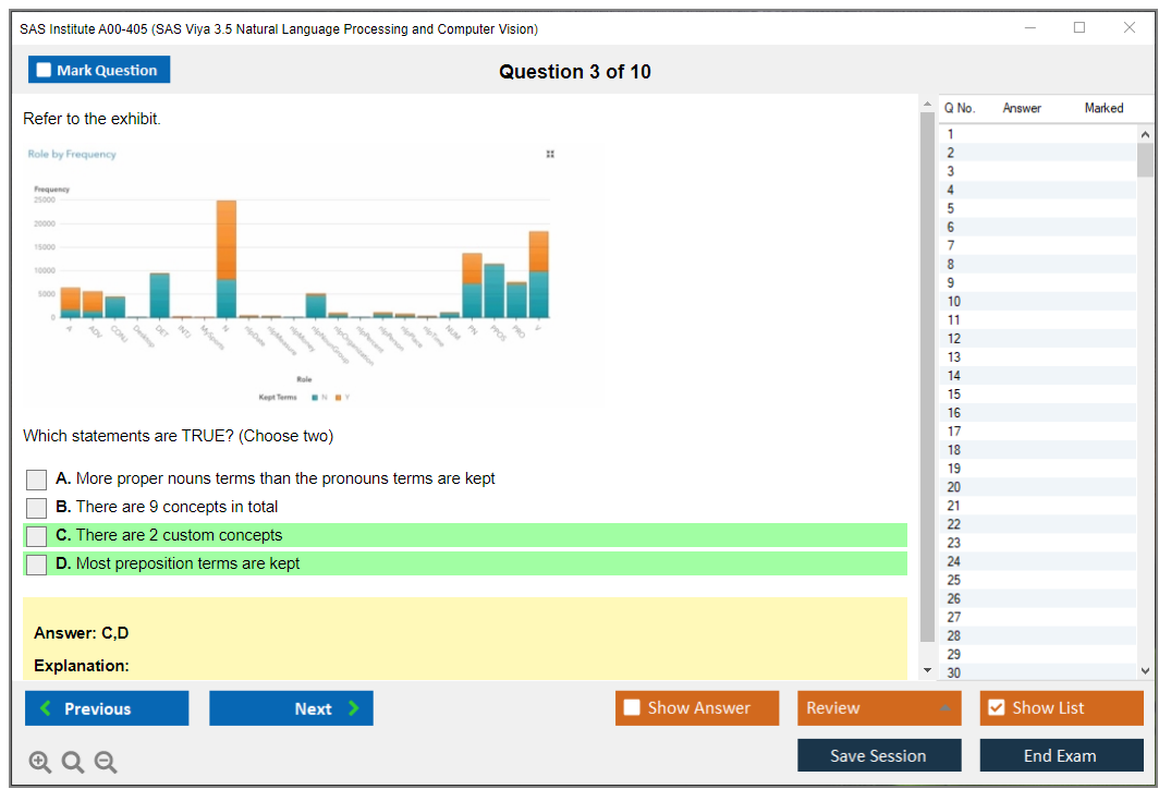 SAS Institute A00-405 SAS Viya 3.5 Natural Language Processing and Computer Vision Practice test exam simulator test engine exam dumps questions answers Image 3