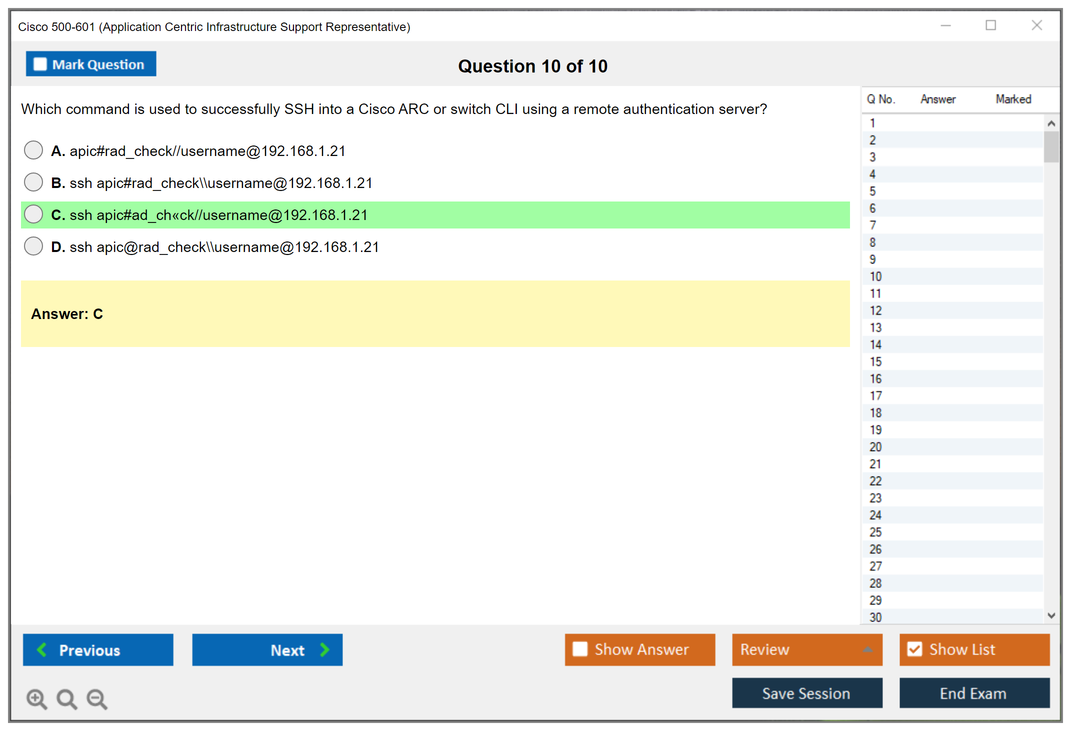 Cisco 500-601 Application Centric Infrastructure Support Representative Practice test exam simulator test engine exam dumps questions answers Image 10