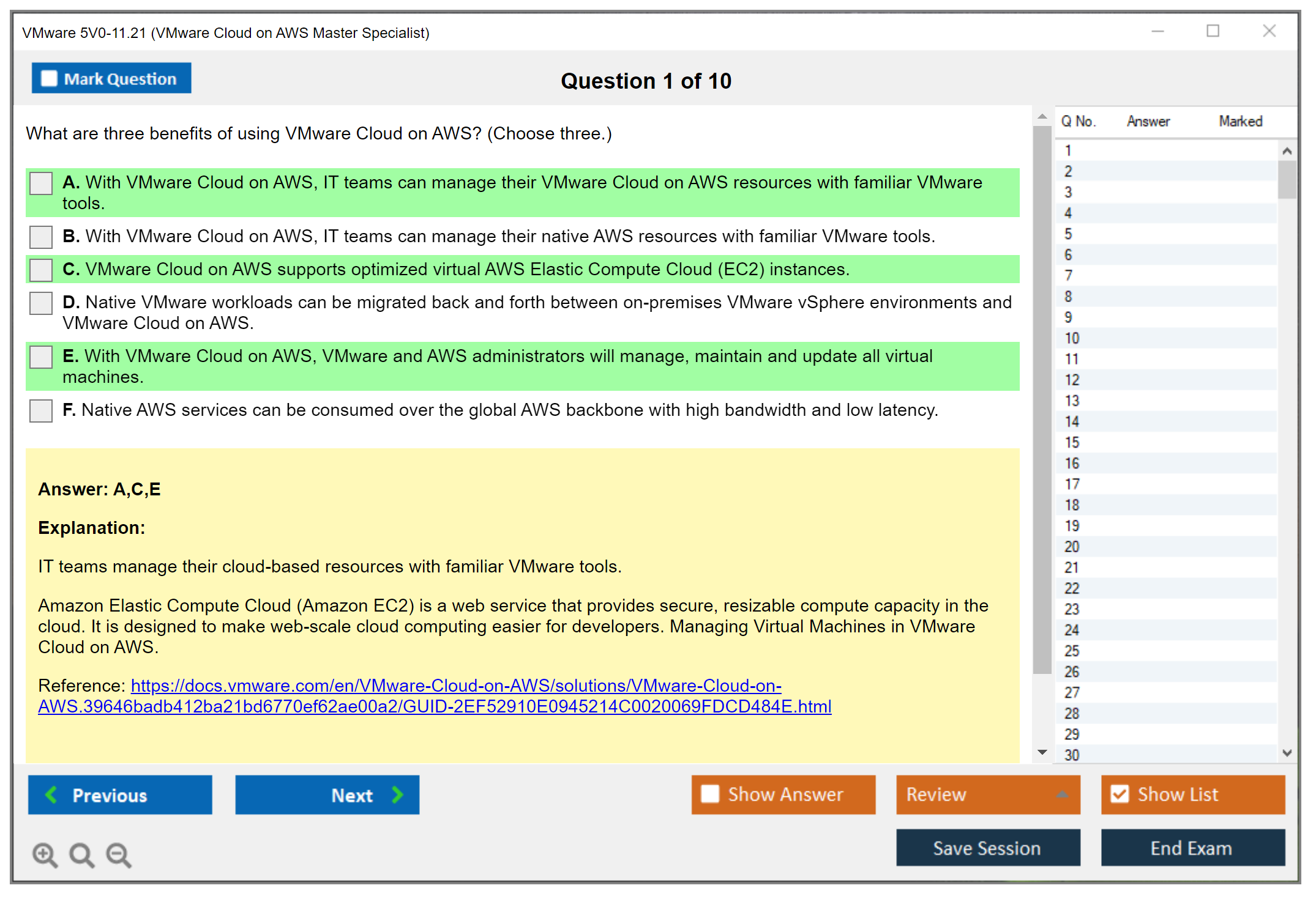 VMware 5V0-11.21 VMware Cloud on AWS Master Specialist Practice test exam simulator test engine exam dumps questions answers Image 1