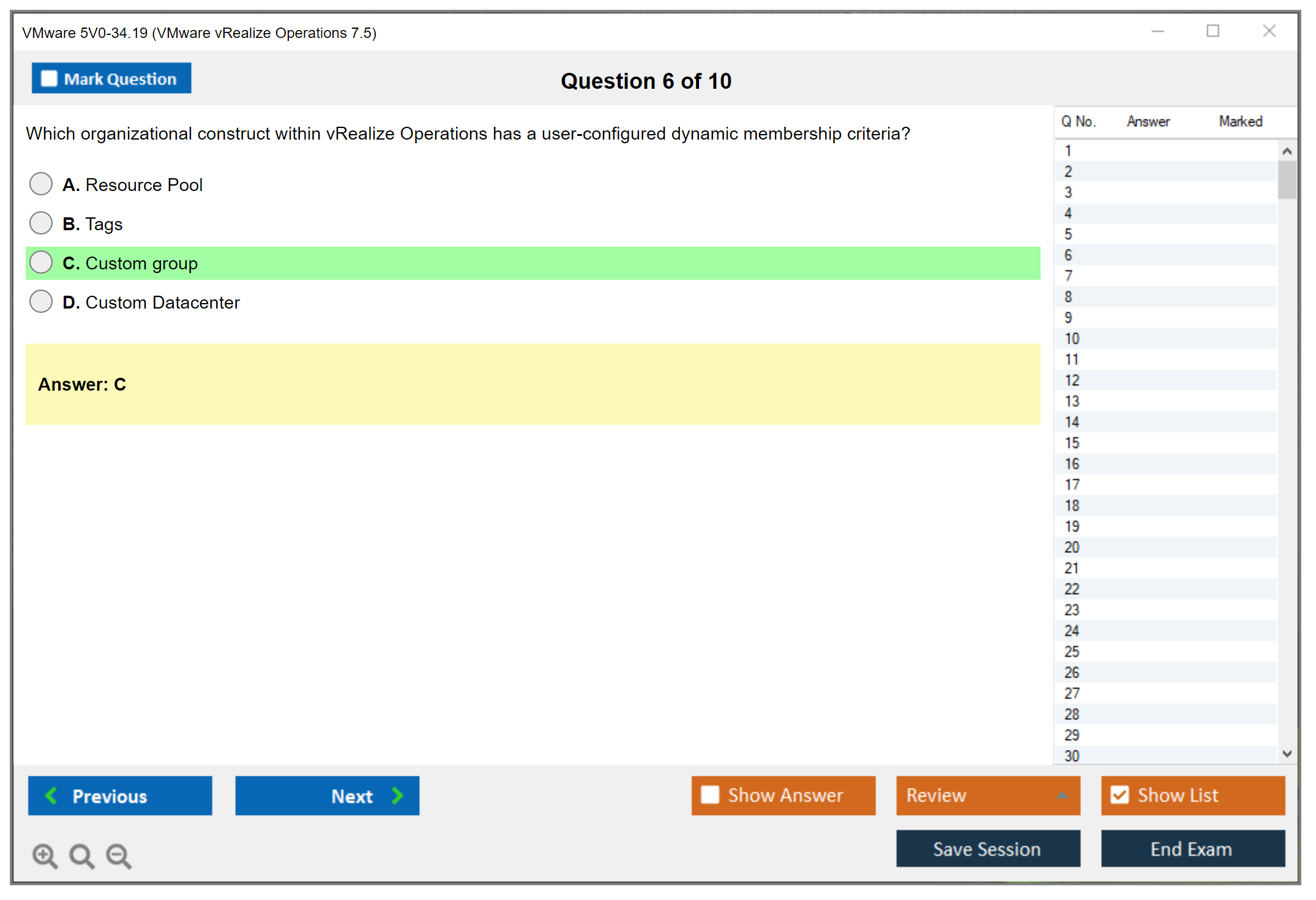 VMware 5V0-34.19 VMware vRealize Operations 7.5 Practice test exam simulator test engine exam dumps questions answers Image 6