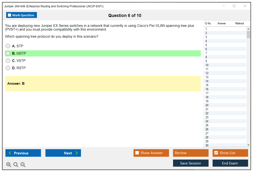 Juniper JN0-649 Enterprise Routing and Switching Professional (JNCIP-ENT) Practice test exam simulator test engine exam dumps questions answers Image 6