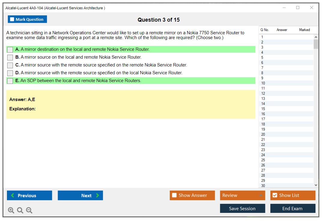 Alcatel-Lucent 4A0-104 Alcatel-Lucent Services Architecture Practice test exam simulator test engine exam dumps questions answers Image 3