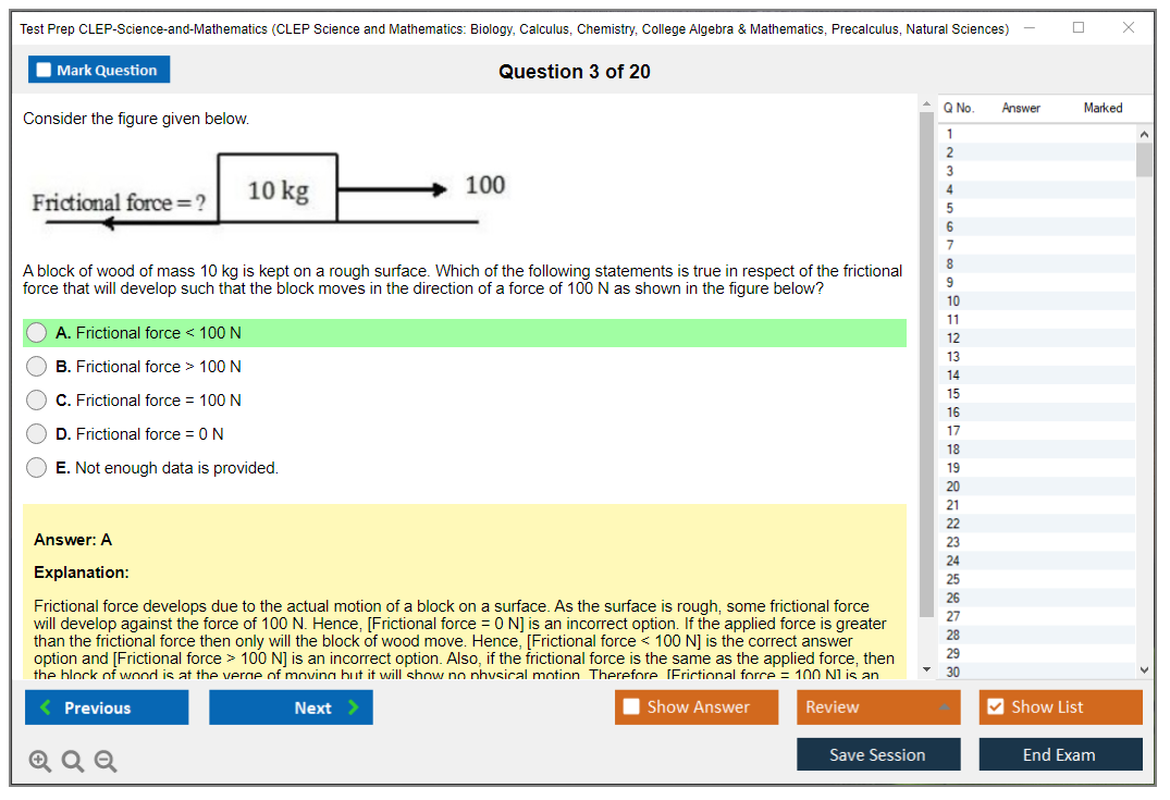 Test Prep CLEP-Science-and-Mathematics CLEP Science and Mathematics: Biology, Calculus, Chemistry, College Algebra & Mathematics, Precalculus, Natural Sciences Practice test exam simulator test engine exam Prep practice test questions answers Image 3