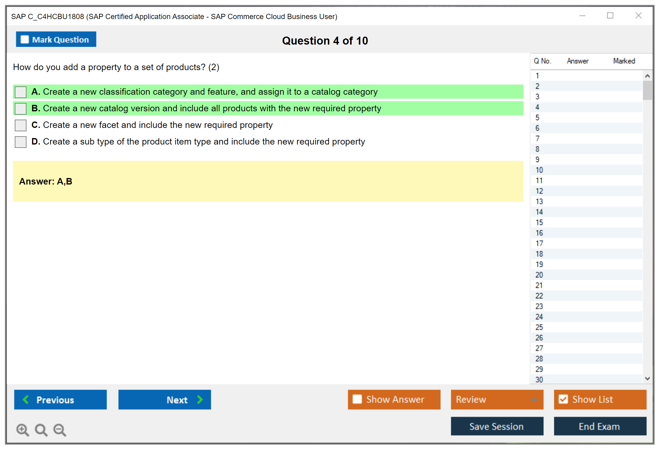 SAP C_C4HCBU1808 SAP Certified Application Associate - SAP Commerce Cloud Business User Practice test exam simulator test engine exam dumps questions answers Image 4