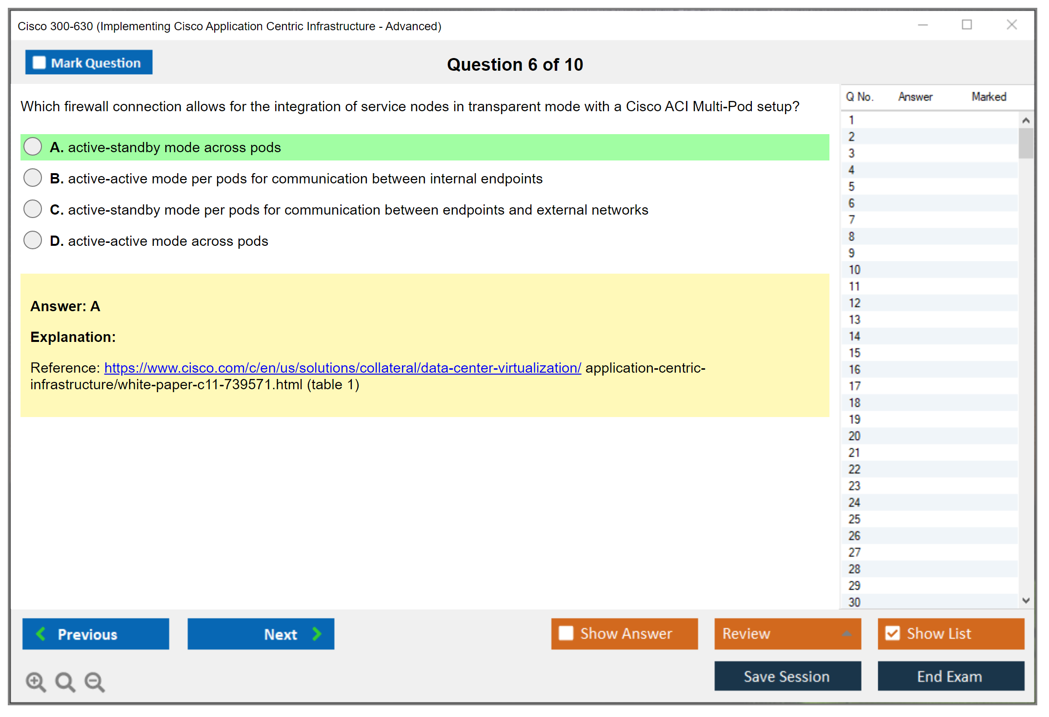 Cisco 300-630 Implementing Cisco Application Centric Infrastructure - Advanced (DCACIA) Practice test exam simulator test engine exam dumps questions answers Image 6