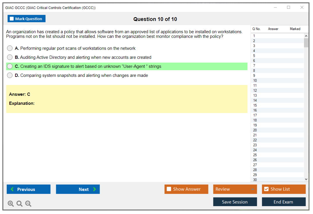 GIAC GCCC GIAC Critical Controls Certification (GCCC) Practice test exam simulator test engine exam dumps questions answers Image 10