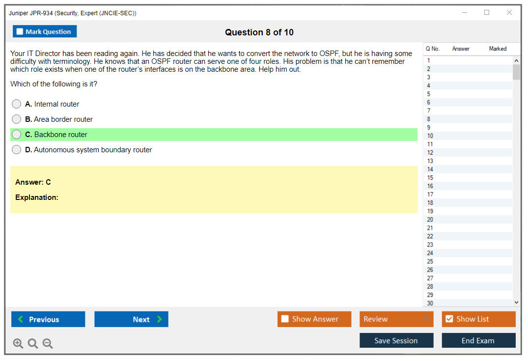 Juniper JPR-934 Security, Expert (JNCIE-SEC) Practice test exam simulator test engine exam dumps questions answers Image 8