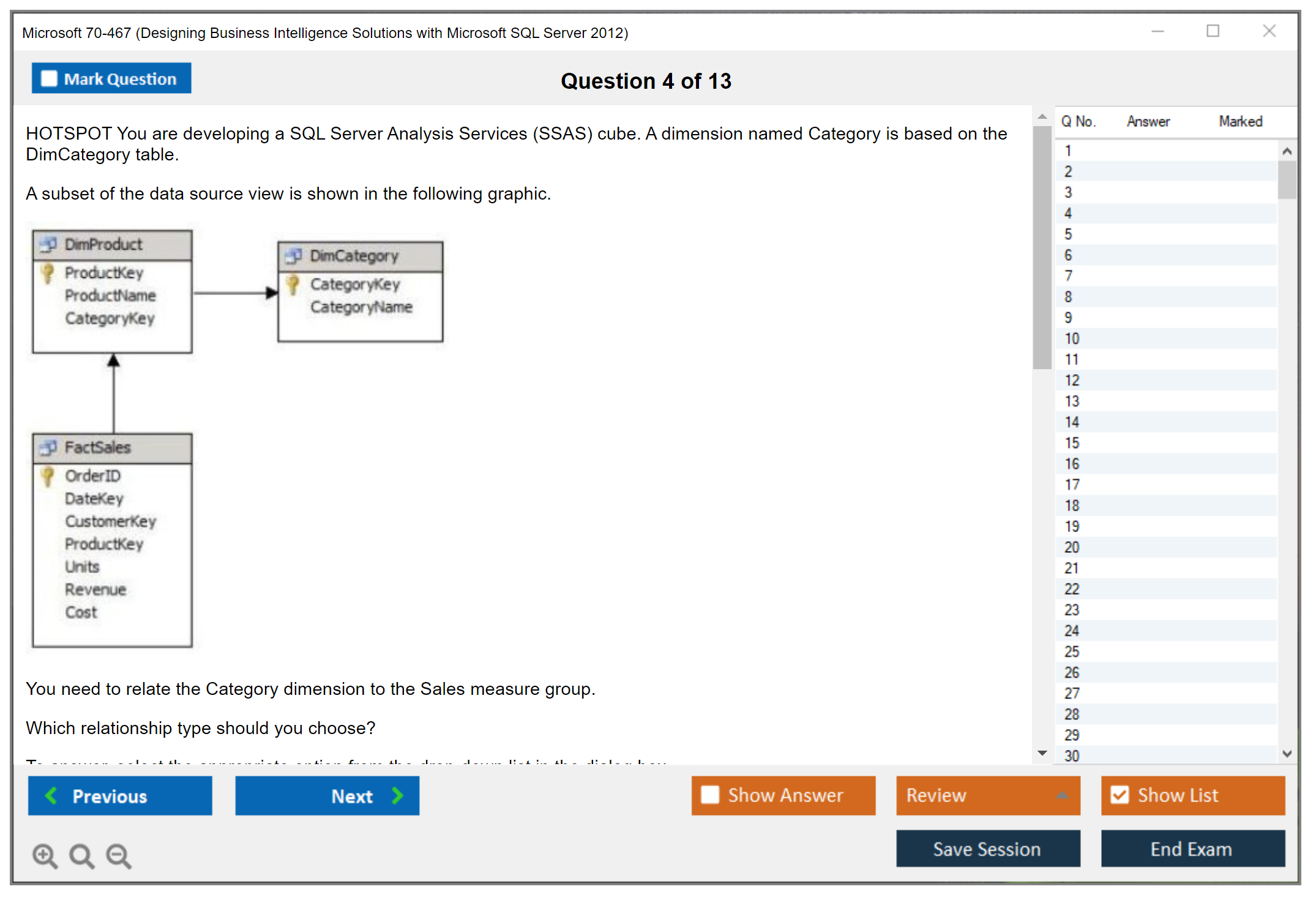 Microsoft 70-467 Designing Business Intelligence Solutions with Microsoft SQL Server 2012 Practice test exam simulator test engine exam Prep practice test questions answers Image 4
