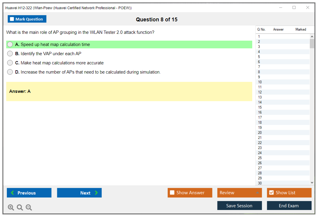 Huawei H12-322 Huawei Certified ICT Professional - Wireless Local Area Network- Planning and Optimizing Enterprise WLAN Practice test exam simulator test engine exam dumps questions answers Image 8
