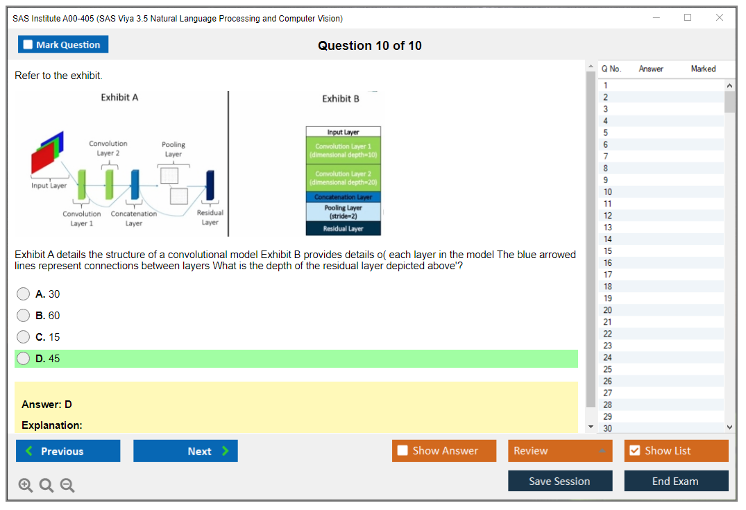 SAS Institute A00-405 SAS Viya 3.5 Natural Language Processing and Computer Vision Practice test exam simulator test engine exam dumps questions answers Image 10