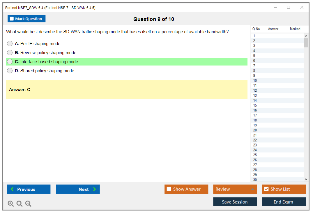 Fortinet NSE7_SDW-6.4 Fortinet NSE 7 - SD-WAN 6.4.5 Practice test exam simulator test engine exam dumps questions answers Image 9