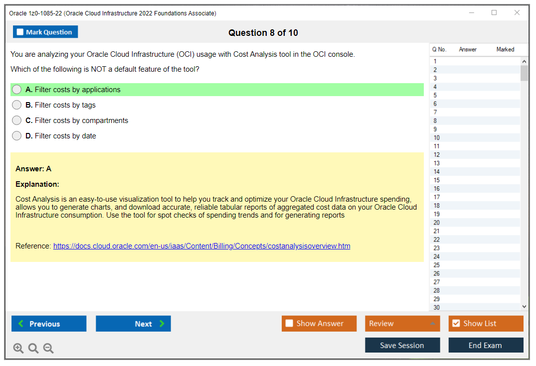 Oracle 1z0-1085-22 Oracle Cloud Infrastructure 2022 Foundations Associate Practice test exam simulator test engine exam dumps questions answers Image 8