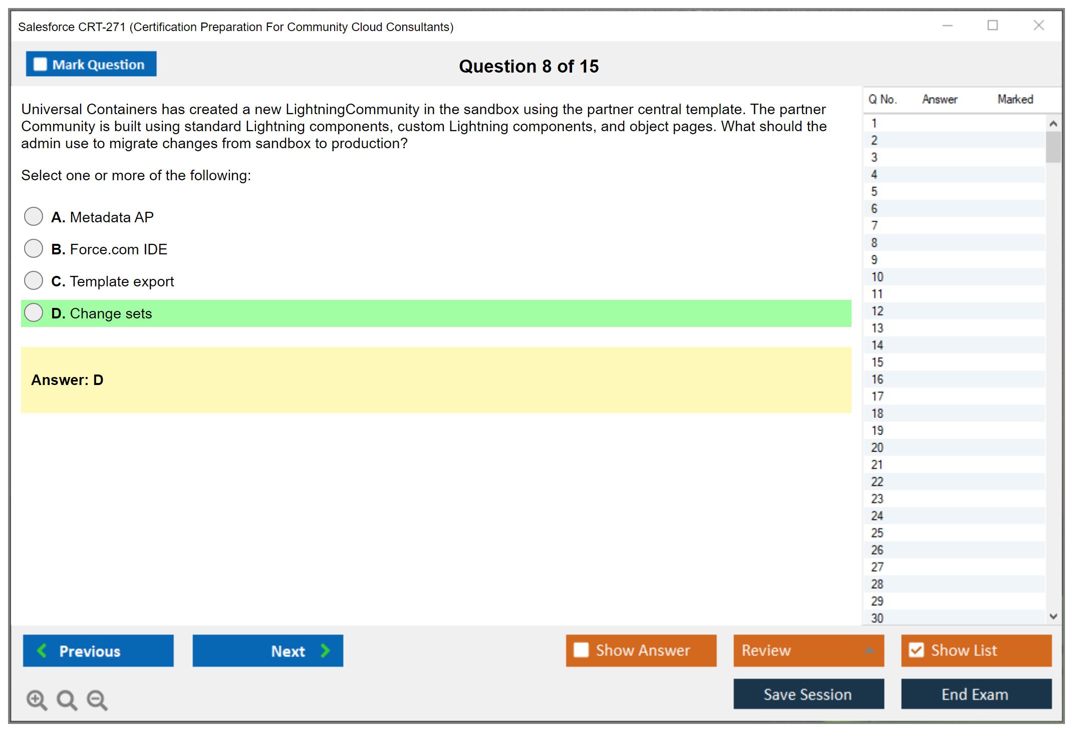 Salesforce CRT-271 Salesforce Certification Preparation For Community Cloud Consultants Practice test exam simulator test engine exam dumps questions answers Image 8