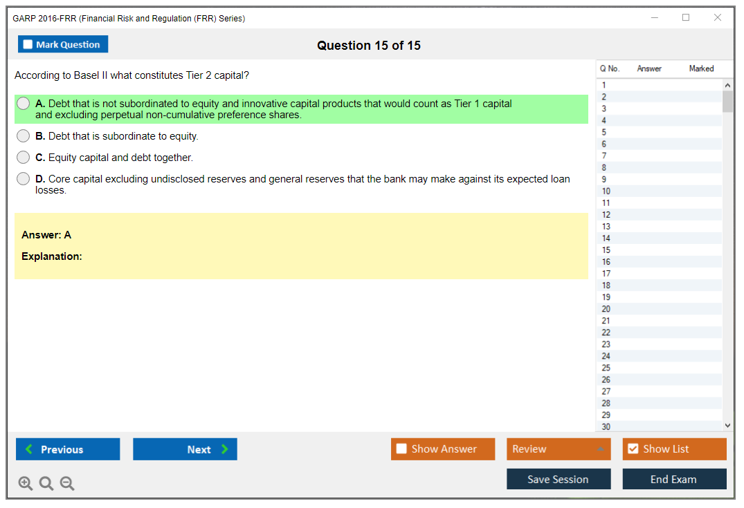 GARP 2016-FRR Financial Risk and Regulation (FRR) Series Practice test exam simulator test engine exam dumps questions answers Image 15