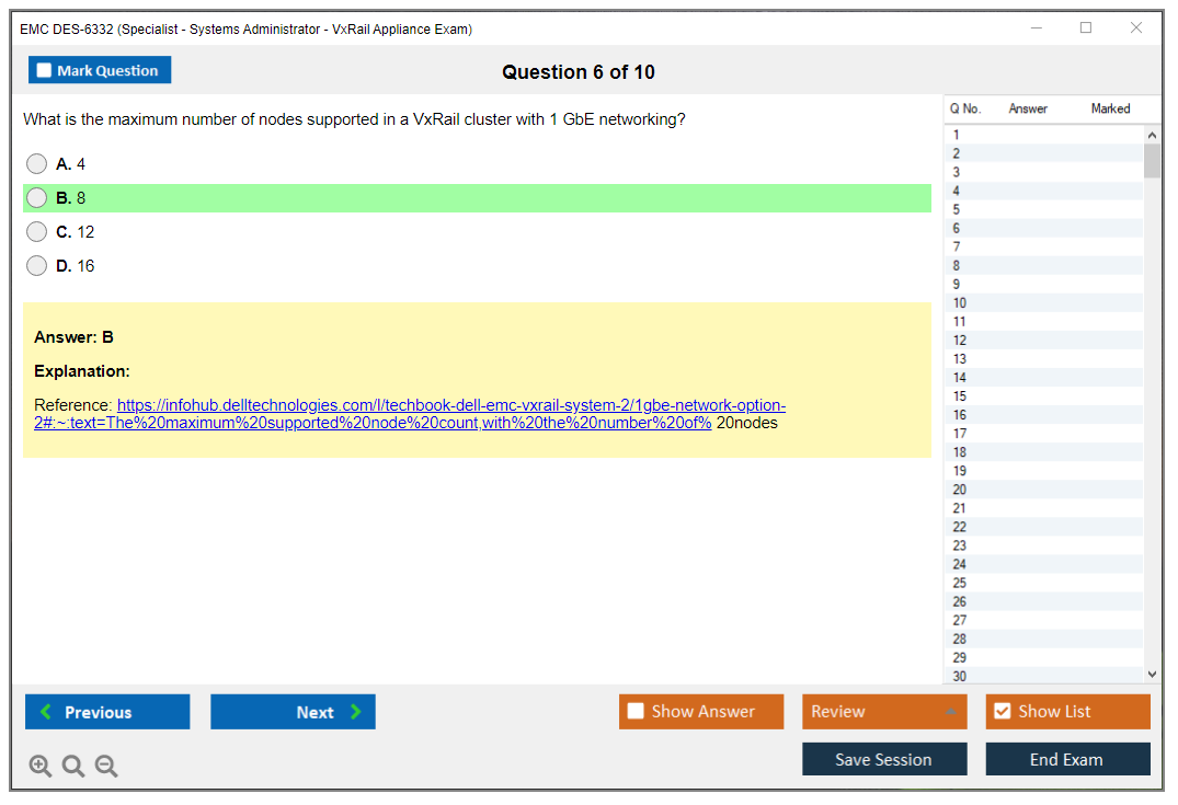 EMC DES-6332 Specialist - Systems Administrator, VxRail Appliance Exam Practice test exam simulator test engine exam dumps questions answers Image 6