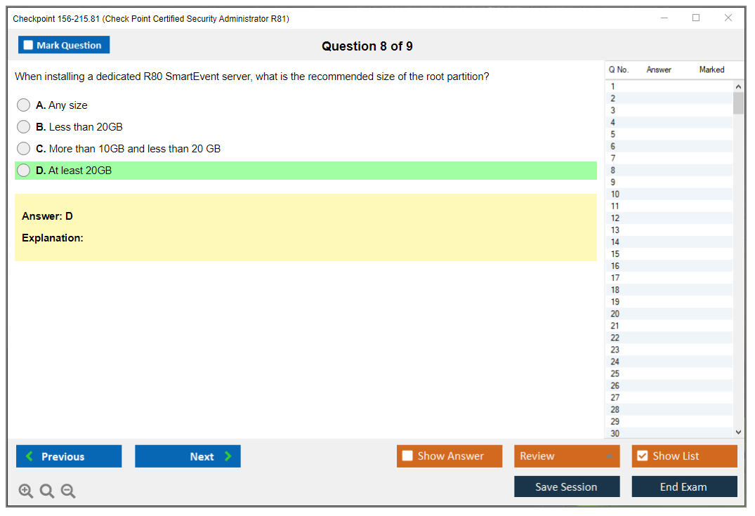 Checkpoint 156-215.81 Check Point Certified Security Administrator R81.20 Practice test exam simulator test engine exam dumps questions answers Image 8
