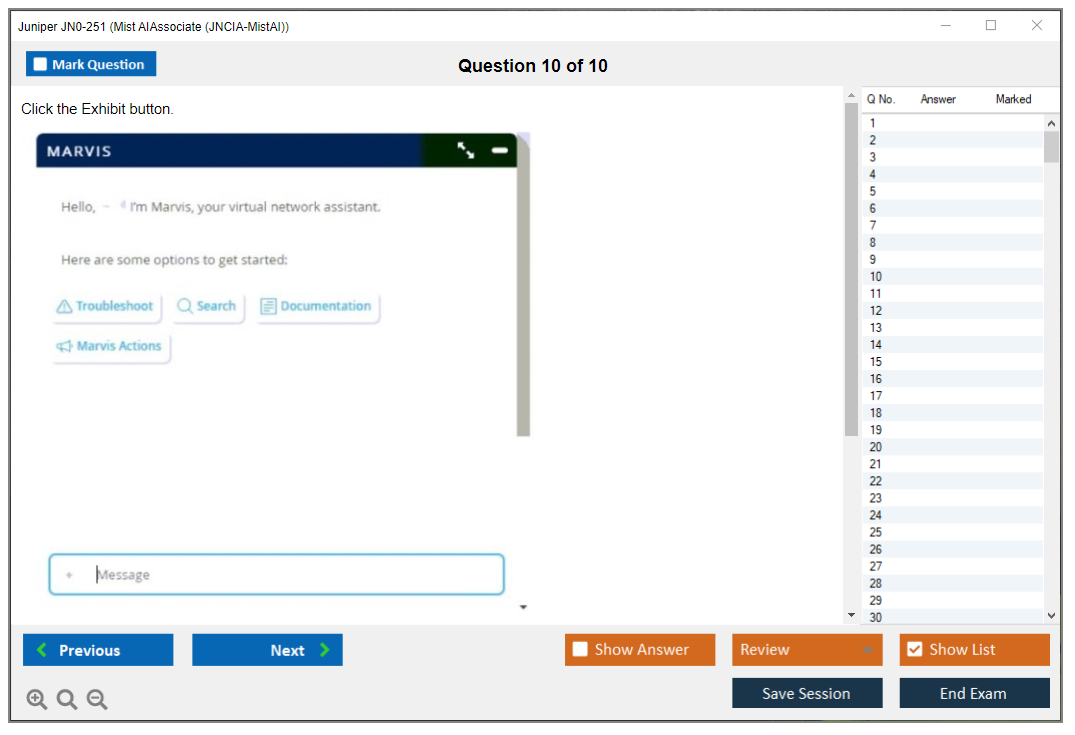 Juniper JN0-251 Mist AI - Associate (JNCIA-MistAI) Practice test exam simulator test engine exam dumps questions answers Image 10
