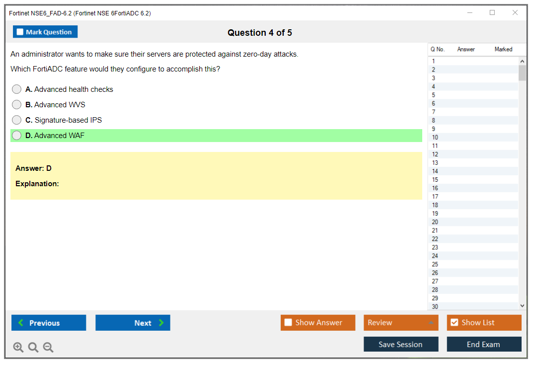Fortinet NSE6_FAD-6.2 Fortinet NSE 6 - FortiADC 6.2 Practice test exam simulator test engine exam dumps questions answers Image 4