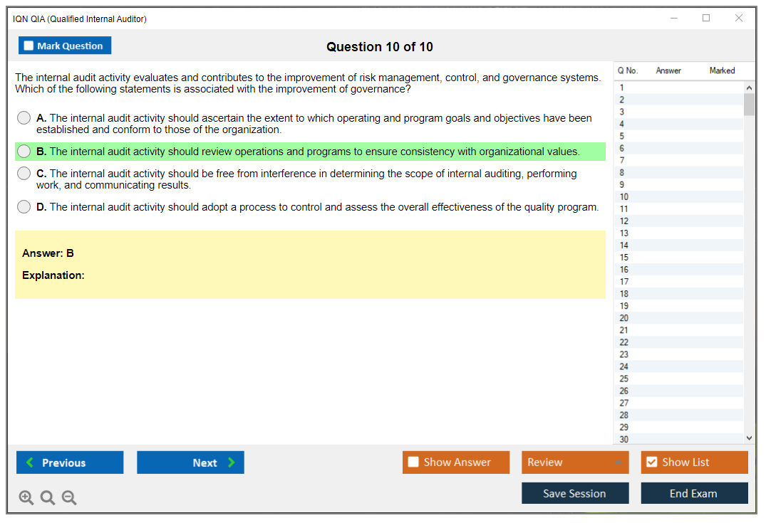 IQN QIA Qualified Internal Auditor Practice test exam simulator test engine exam Prep practice test questions answers Image 10