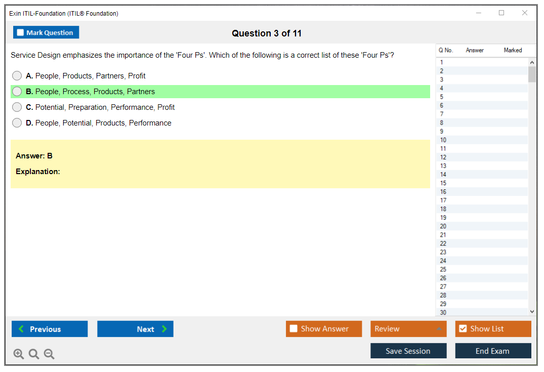 Exin ITIL-Foundation ITIL Foundation Certification - IT Service Management Practice test exam simulator test engine exam dumps questions answers Image 3