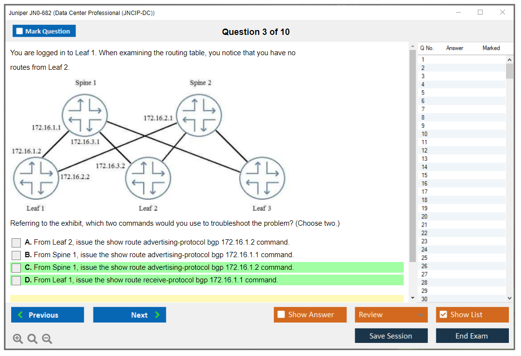 Juniper JN0-682 Data Center Professional (JNCIP-DC) Practice test exam simulator test engine exam dumps questions answers Image 3