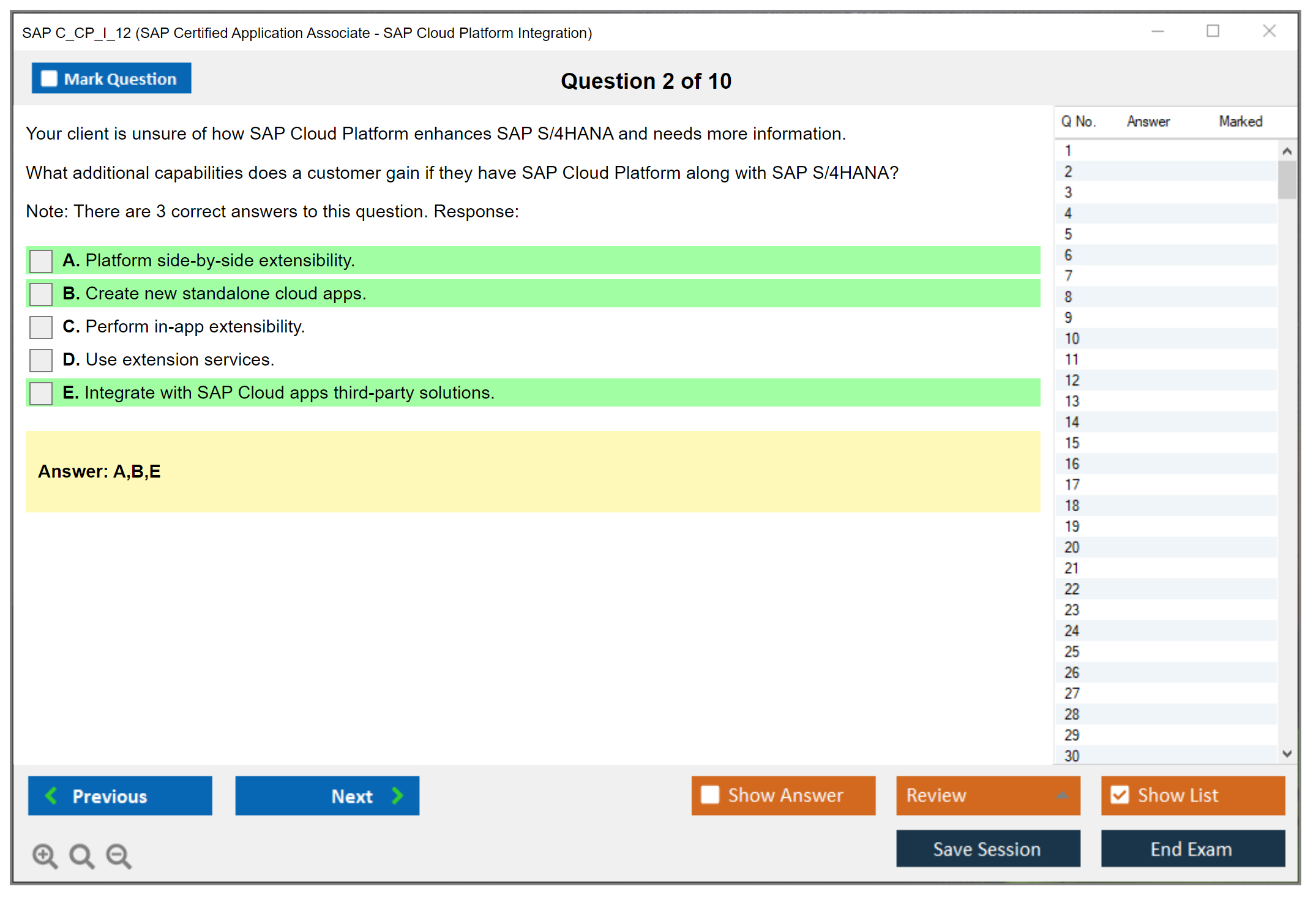 SAP C_CP_I_12 SAP Certified Application Associate - SAP Cloud Platform Integration Practice test exam simulator test engine exam dumps questions answers Image 2