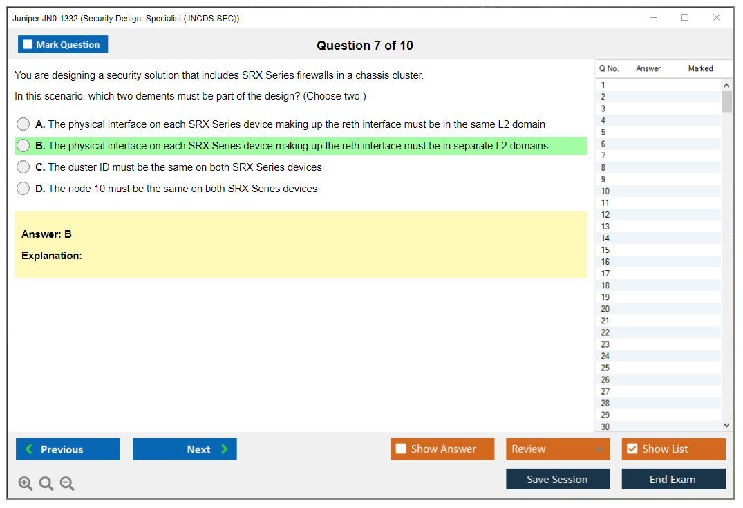 Juniper JN0-1332 Security Design. Specialist (JNCDS-SEC) Practice test exam simulator test engine exam dumps questions answers Image 7