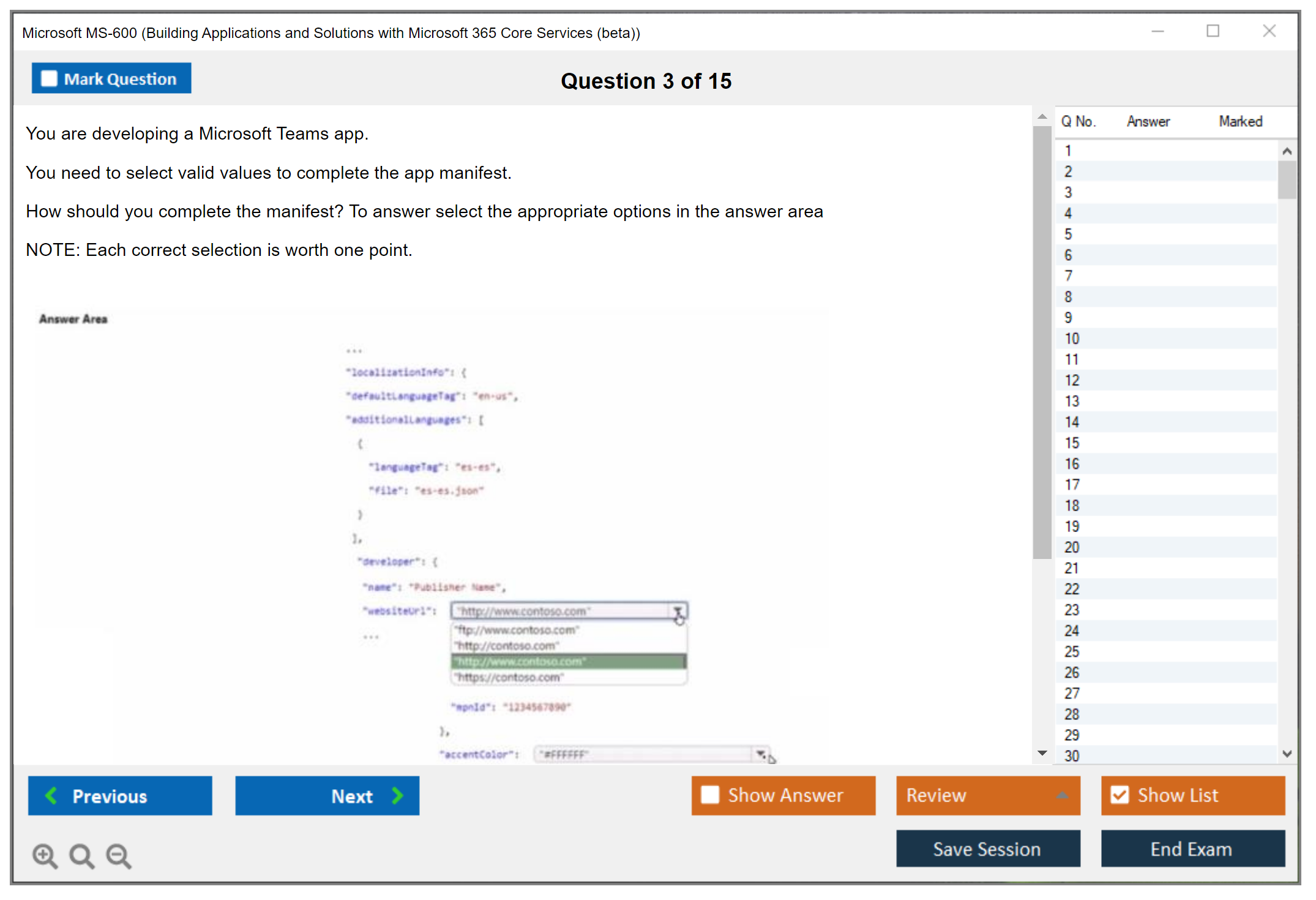 Microsoft MS-600 Building Applications and Solutions with Microsoft 365 Core Services Practice test exam simulator test engine exam dumps questions answers Image 3